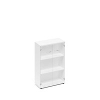 A4 9366 БП (Белый премиум) Шкаф средний со стеклом