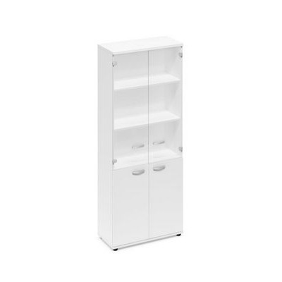 A4 9379 БП (Белый премиум) Шкаф для документов со стеклянными дверьми