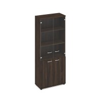 A4 9379 ДР (Дуб ристретто) Шкаф для документов со стеклянными дверьми