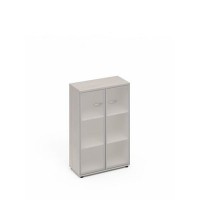 A4 9367 ДШ (Дуб шамони) Шкаф средний со стеклом в алюминиевой рамке