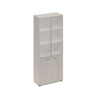 A4 9380 ДШ (Дуб шамони) Шкаф со стеклянными дверьми в алюминиевой рамке