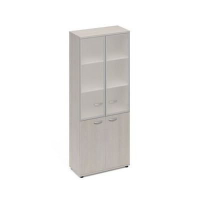 A4 9390 ДШ (Дуб шамони) Шкаф со стеклянными дверьми в алюминиевой рамке задняя стенка ДСП