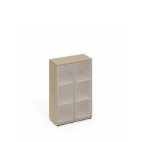 A4 9367 ДК (Дуб скандинаввский) Шкаф средний со стеклом в алюминиевой рамке