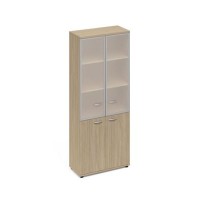 A4 9380 ДК (Дуб скандинаввский) Шкаф со стеклянными дверьми в алюминиевой рамке