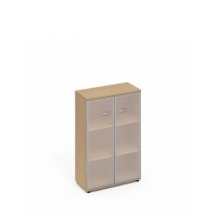 A4 9367 НД (Натуральный дуб) Шкаф средний со стеклом в алюминиевой рамке