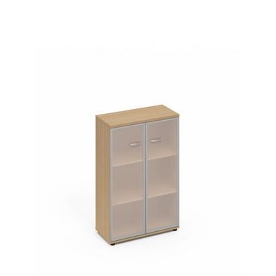 A4 9367 НД (Натуральный дуб) Шкаф средний со стеклом в алюминиевой рамке