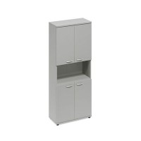 A4 9374 СЕ (Серый) Шкаф для документов 4-дверный с открытой нишей