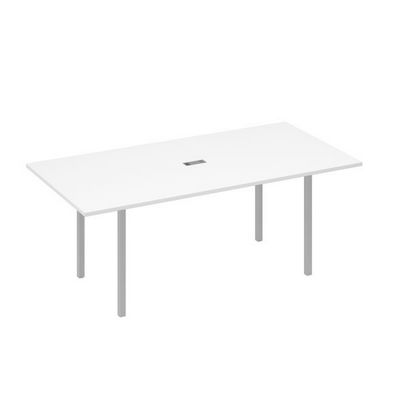 А4 С2 123 БП (Белый премиум/Серый) Стол 200 переговорный с металлокаркасом DUE