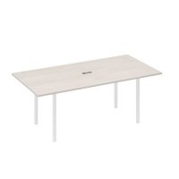 А4 Б2 123 ДШ (Дуб шамони/Белый) Стол 200 переговорный с металлокаркасом DUE