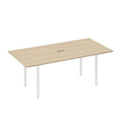 А4 Б2 123 ДК (Дуб скандинавский/Белый) Стол 200 переговорный с металлокаркасом DUE