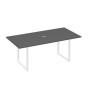 А4 Б4 123 АР (Антрацит премиум/Белый) Стол 200 с металлокаркасом QUATTRO для переговоров