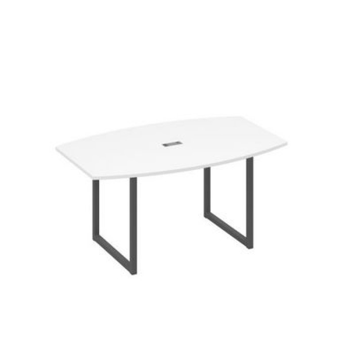 А4 А4 111 БП Стол 160 для переговоров на каркасе QUATTRO, белый премиум ЛДСП, антрацит металл