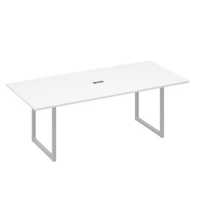 А4 С4 124 БП (Белый премиум/Серый) Стол 220 переговорный с металлокаркасом QUATTRO
