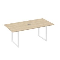 А4 Б4 123 ДК (Дуб скандинавский/Белый) Стол 200 с металлокаркасом QUATTRO для переговоров