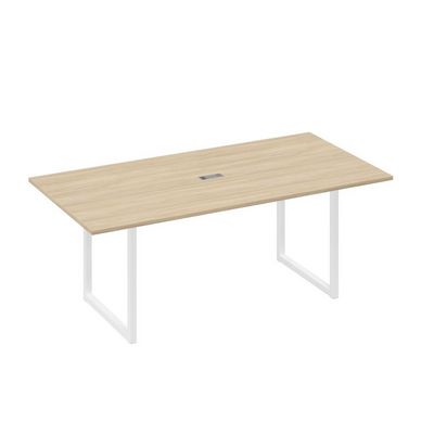 А4 Б4 123 ДК (Дуб скандинавский/Белый) Стол 200 с металлокаркасом QUATTRO для переговоров