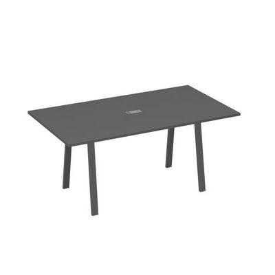А4 А3 122 АР (Антрацит премиум/Антрацит) Стол 180 с металлокаркасом TRE для переговоров