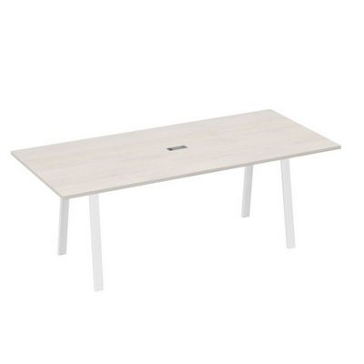 А4 Б3 124 ДШ (Дуб шамони/Белый) Стол 220 на каркасе TRE для переговоров