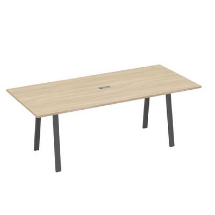 А4 А3 124 ДК Стол 220 на каркасе TRE для переговоров, дуб скандинавский, металл антрацит
