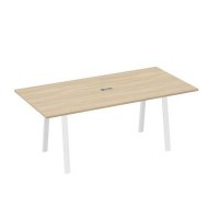 А4 Б3 123 ДК (Дуб скандинавский/Белый) Стол 200 переговорный на металлокаркасе TRE