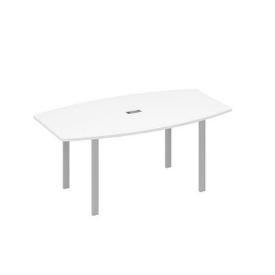 А4 С1 112 БП (Белый премиум/Серый) Стол фигурный 180 с металлокаркасом UNO