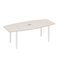 А4 Б1 114 ДШ (Дуб шамони/Белый) Стол 220 для переговоров фигурный на металлокаркасе UNO