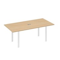 А4 Б1 123 НД (Натуральный дуб/Белый) Стол 200 на металлокаркасе UNO в переговорную