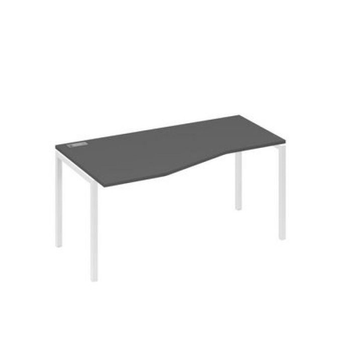 А4 Б2 065 АР Стол эргономичный левый "Техно" на металлокаркасе DUE, антрацит премиум ЛДСП с белым металлом