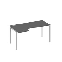 А4 С2 045 АР (Антрацит премиум/Серый) Стол эргономичный левый "Классика" на металлокаркасе DUE