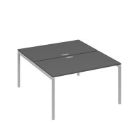А4 С2 177 АР (Антрацит премиум/Серый) Рабочая станция на каркасе DUE столы 2х140