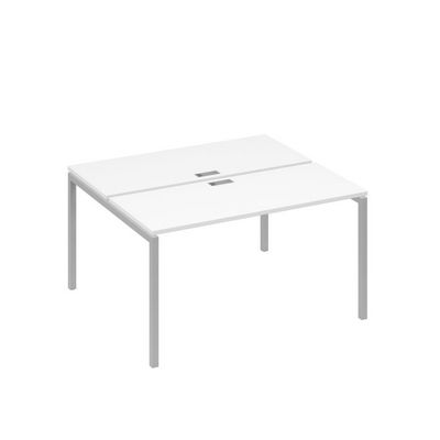 А4 С2 171 БП (Белый премиум/Серый) Рабочая станция на каркасе DUE столы 2х140