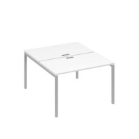 А4 С2 173 БП (Белый премиум/Серый) Рабочая станция на каркасе DUE столы 2х120