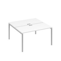 А4 С2 174 БП (Белый премиум/Серый) Рабочая станция на каркасе DUE столы 2х140