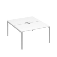 А4 С2 177 БП (Белый премиум/Серый) Рабочая станция на каркасе DUE столы 2х140
