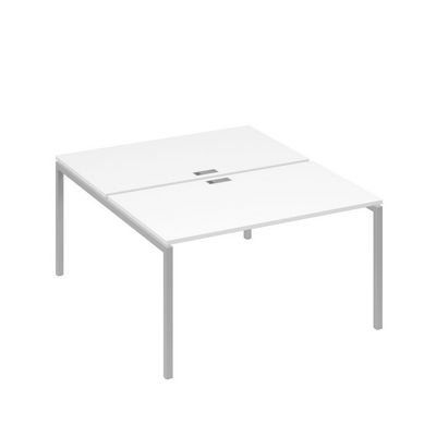 А4 С2 177 БП (Белый премиум/Серый) Рабочая станция на каркасе DUE столы 2х140