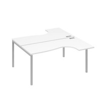 А4 С2 182 БП (Белый премиум/Серый) Рабочая станция опоры DUE столы 2х160 Классика