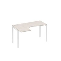 А4 Б2 033 ДШ (Дуб шамони/Белый) Стол эргономичный левый "Классика" на металлокаркасе DUE