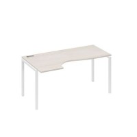 А4 Б2 045 ДШ (Дуб шамони/Белый) Стол эргономичный левый "Классика" на металлокаркасе DUE