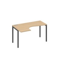 А4 А2 033 НД (Натуральный дуб/Антрацит) Стол эргономичный левый "Классика" на металлокаркасе DUE