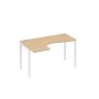 А4 Б2 033 НД (Натуральный дуб/Белый) Стол эргономичный левый "Классика" на металлокаркасе DUE
