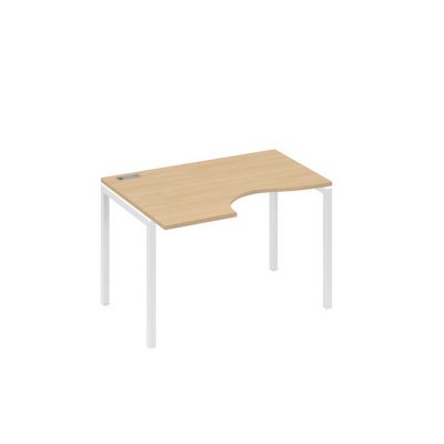 А4 Б2 041 НД (Натуральный дуб/Белый) Стол эргономичный левый "Классика" на металлокаркасе DUE