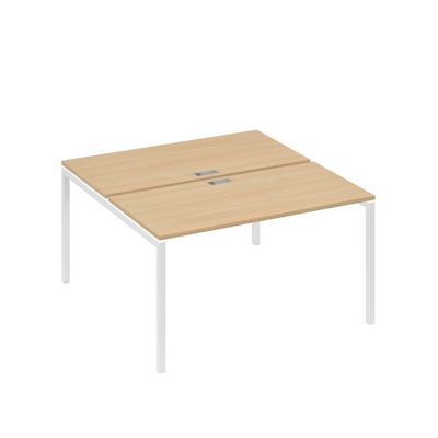 А4 Б2 174 НД (Натуральный дуб/Белый) Рабочая станция на каркасе DUE столы 2х140
