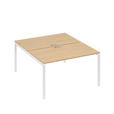 А4 Б2 177 НД (Натуральный дуб/Белый) Рабочая станция на каркасе DUE столы 2х140