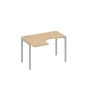 А4 С2 031 НД (Натуральный дуб/Серый) Стол эргономичный левый "Классика" на металлокаркасе DUE