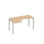 А4 С2 033 НД (Натуральный дуб/Серый) Стол эргономичный левый "Классика" на металлокаркасе DUE