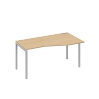 А4 С2 066 НД (Натуральный дуб/Серый) Стол эргономичный правый "Техно" на металлокаркасе DUE