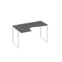 А4 Б4 033 АР (Антрацит премиум/Белый) Стол эргономичный левый "Классика" на металлокаркасе QUATTRO