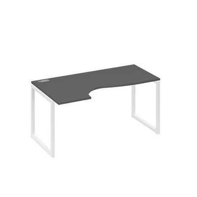 А4 Б4 045 АР (Антрацит премиум/Белый) Стол эргономичный левый "Классика" на металлокаркасе QUATTRO