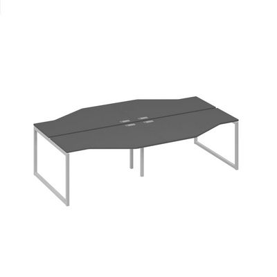 А4 С4 187-2 АР (Антрацит премиум/Серый) Рабочая станция каркас QUATTRO столы 4х140 Техно