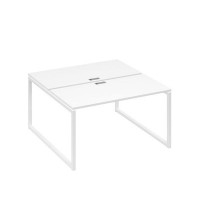 А4 Б4 174 БП (Белый премиум/Белый) Рабочая станция на каркасе QUATTRO столы 2х140