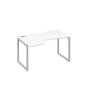А4 С4 043 БП (Белый премиум/Серый) Стол эргономичный левый "Классика" на металлокаркасе QUATTRO